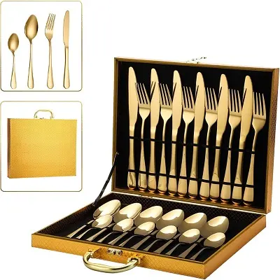 24 pzas acero inox dorado