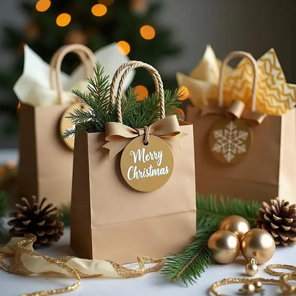 como decorar una bolsa de regalo navidad