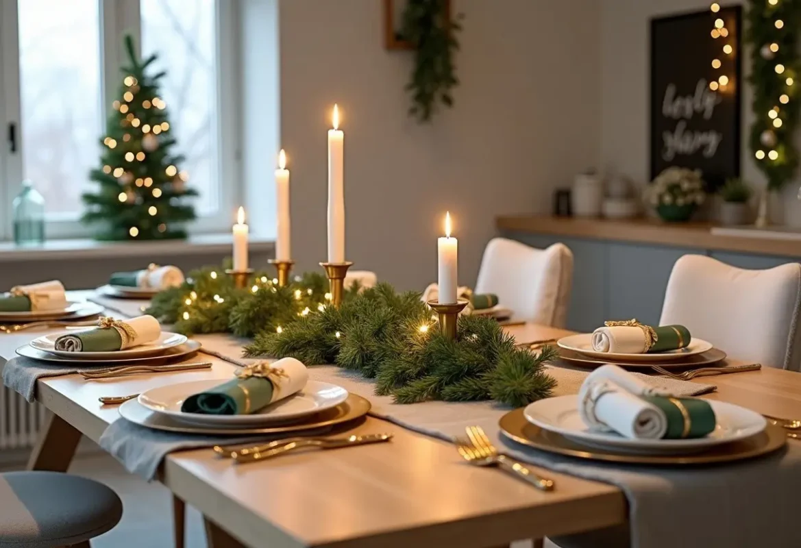 decorar la mesa en navidad barata