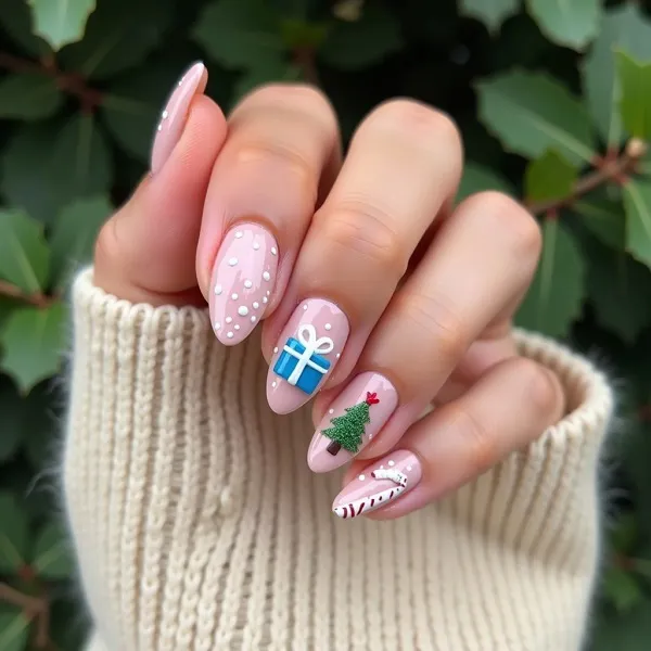 uñas decoradas de navidad elegantes