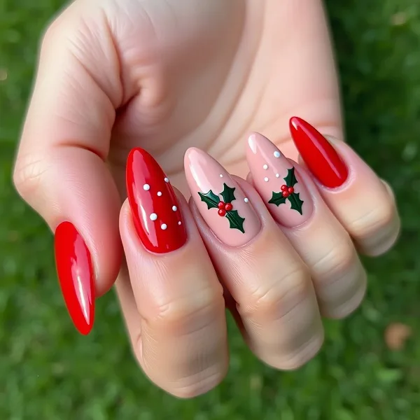 uñas minimalistas para navidad