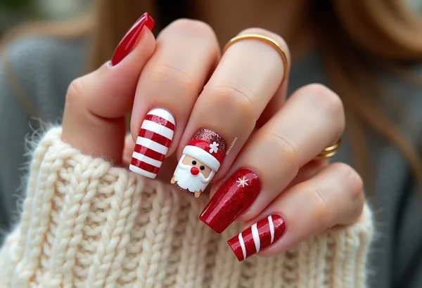 uñas pintadas de navidad